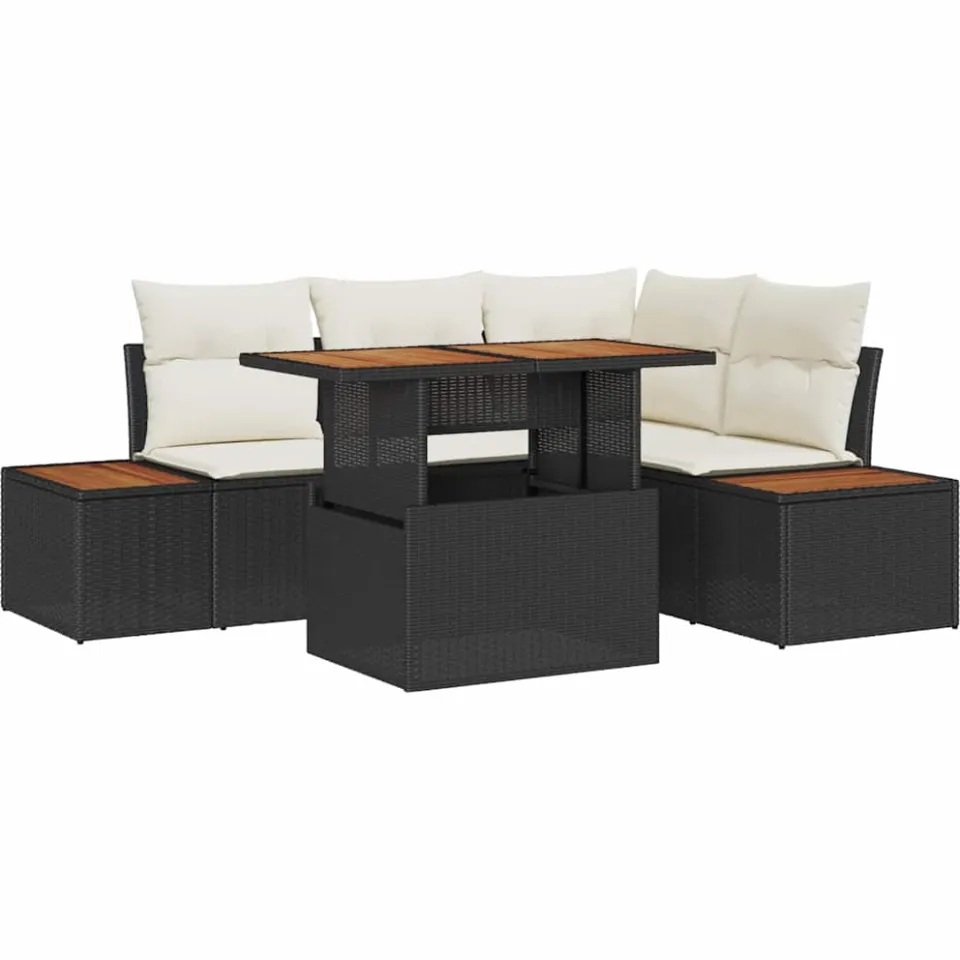 vidaXL Tuin Sofa Set 5 st Zwart Poly riet