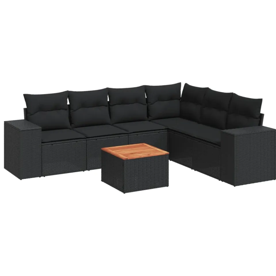 vidaXL Patio Sofa Set 7-zits Black, foto 3