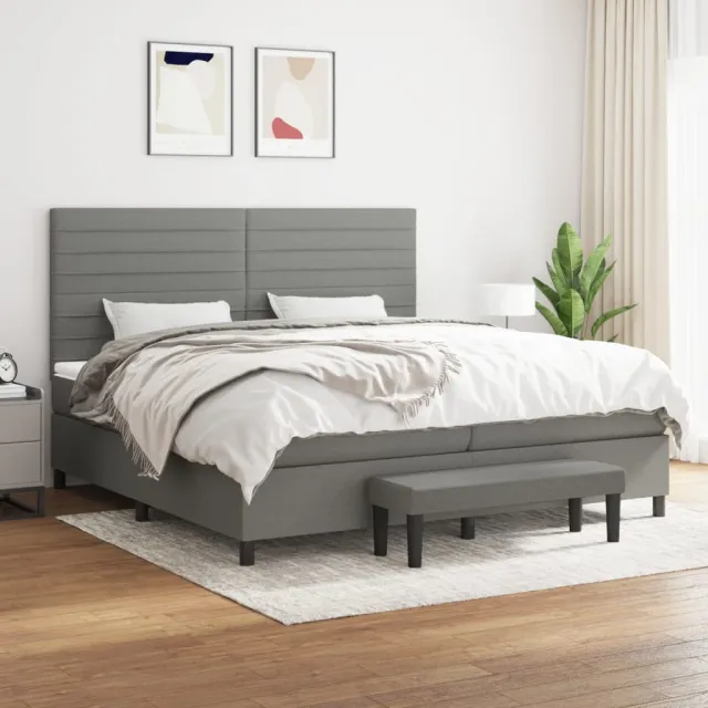 vidaXL Boxspring met matras stof donkergrijs 200x200 cm grijs