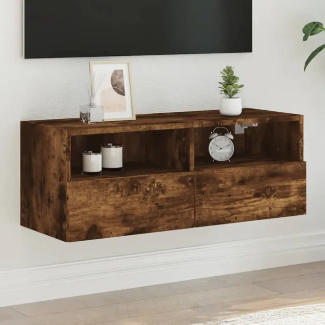vidaXL Tv-wandmeubel 80x30x30 cm bewerkt hout gerookt eikenkleurig, foto 2