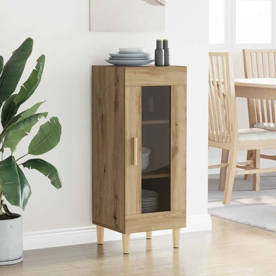 vidaXL Dressoir Artisan Eiken 34.5 x 32.5 x 90 cm Bewerkt hout, foto 3