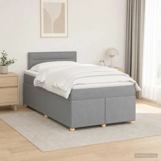 vidaXL Boxspringbed met matras Lichtgrijs 120 x 200 cm Stof
