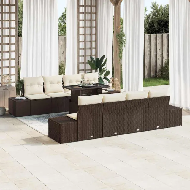 vidaXL Tuin Sofa Set 9 st Bruin en Crème
