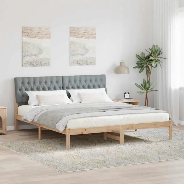 vidaXL Bedframe met Gevoerd Hoofdgedeelte Bruin 180 x 200 cm