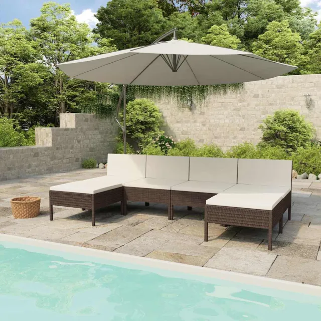 vidaXL 6-delige Loungeset met kussens poly rattan bruin, foto 2