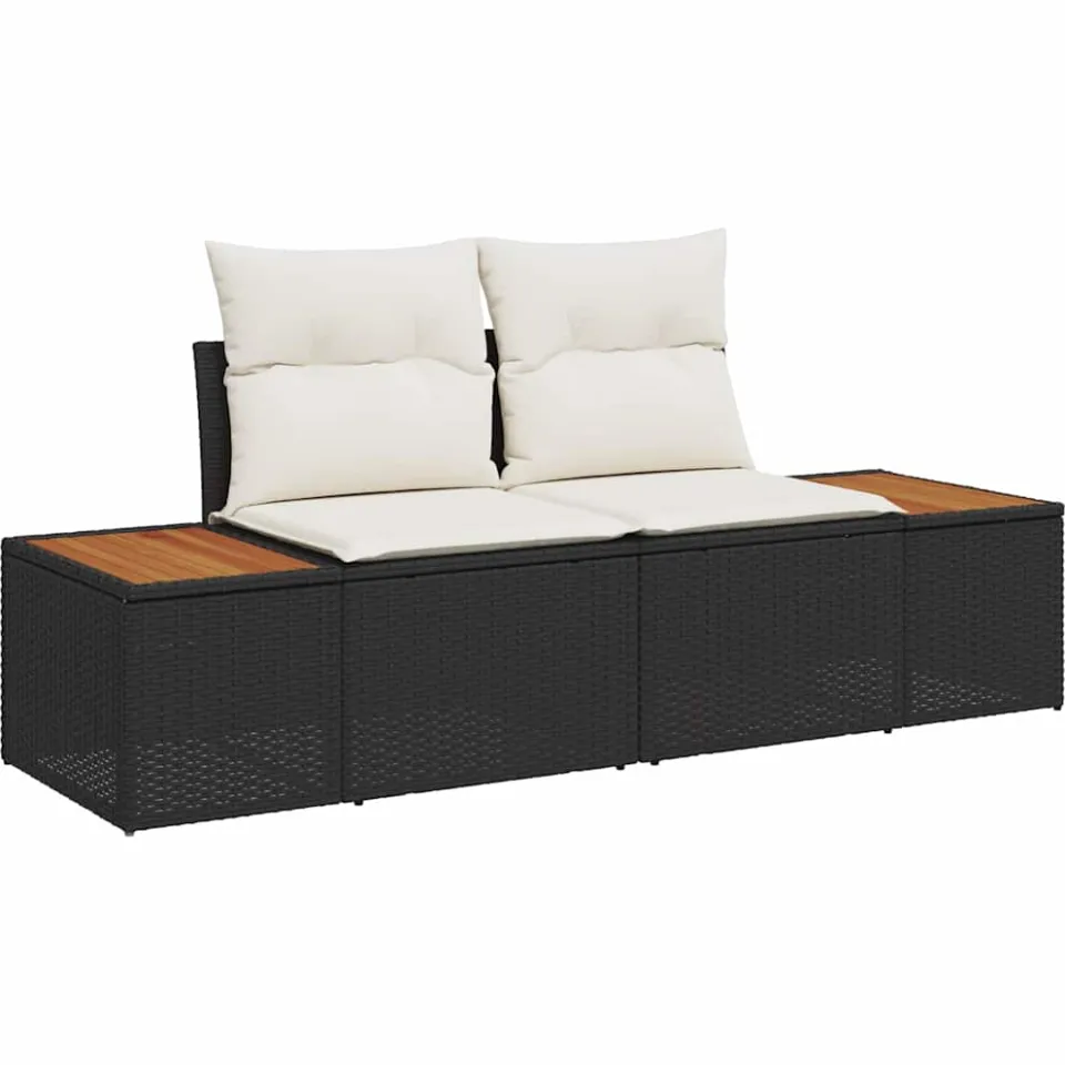vidaXL Tuinbankenset 9 st Zwart Poly riet, foto 4