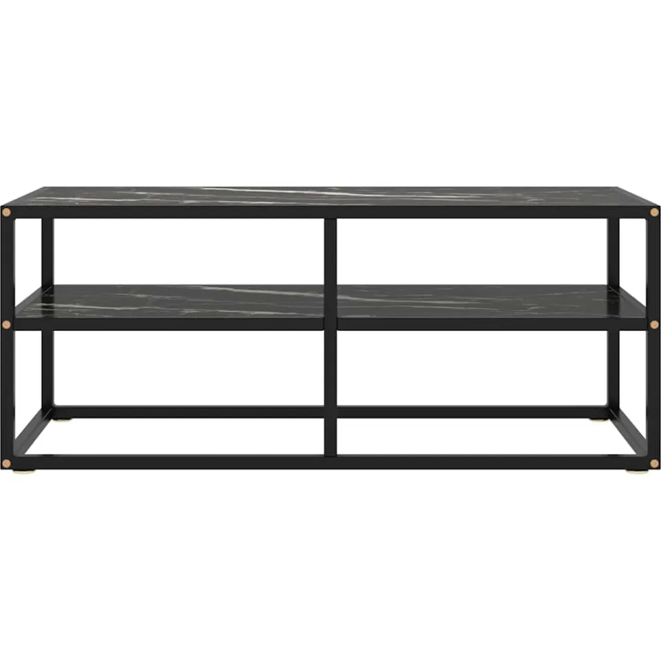 vidaXL Tv-meubel met zwart marmerglas 100x40x40 cm zwart, foto 2