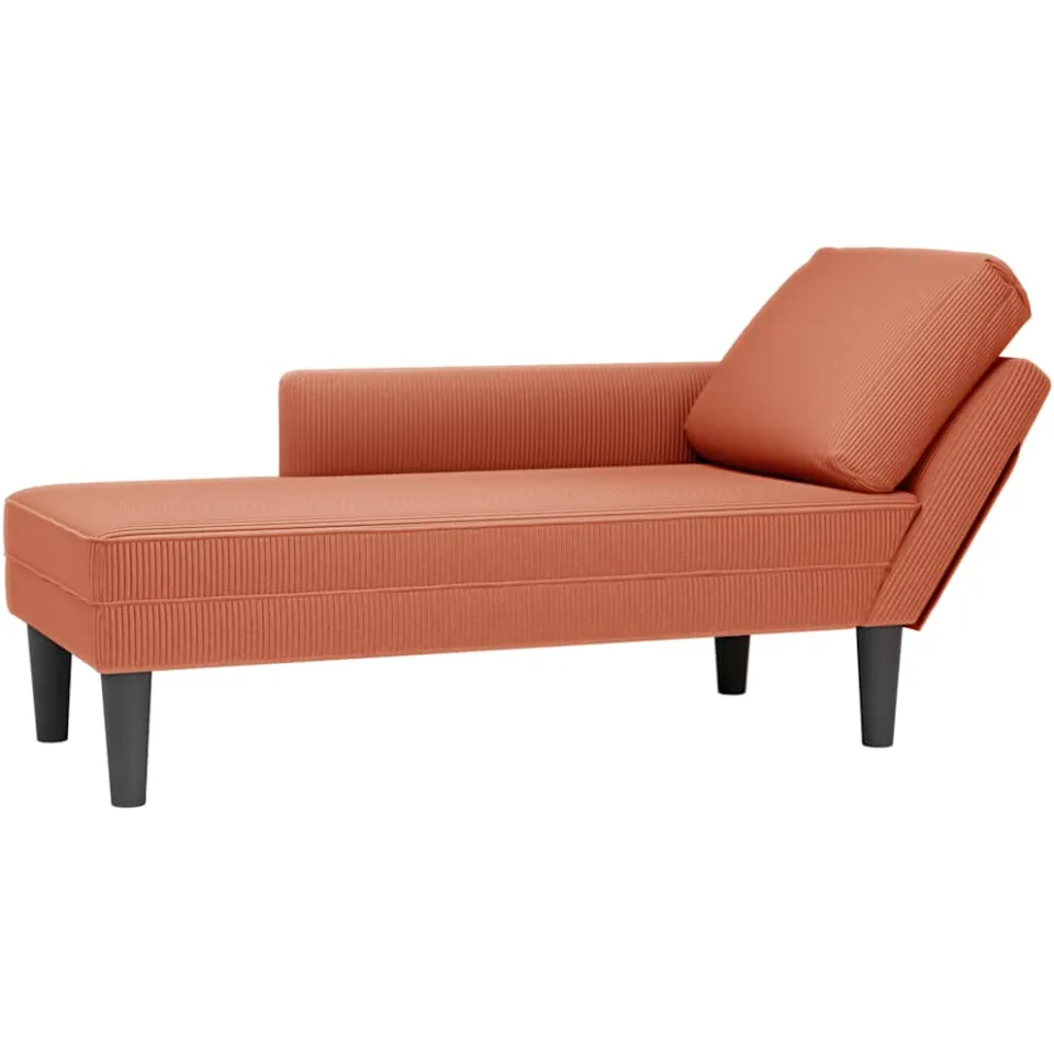 vidaXL Chaise longue met kussen corduroy stof rood oranje, foto 4