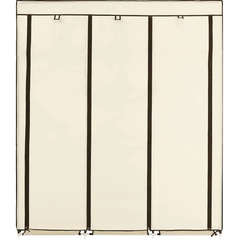 vidaXL Kledingkast met vakken en stangen 150x45x175 cm stof crème, foto 4