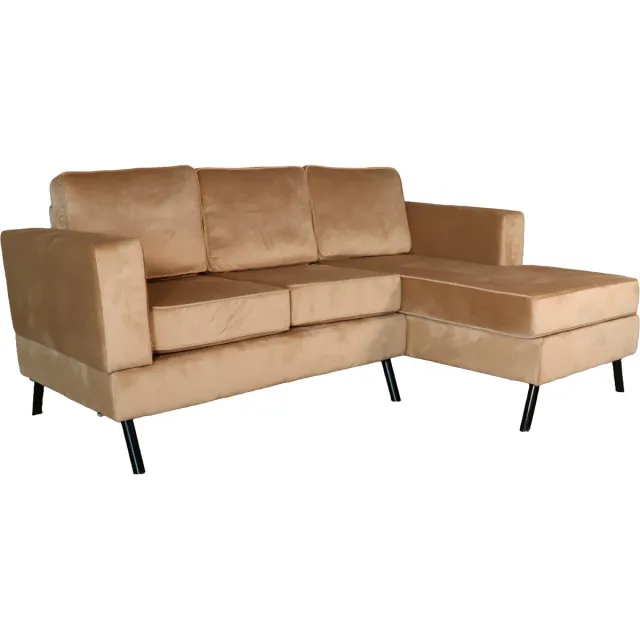 Lizzely Garden & Living Hoekbank design Venna 200cm bank bruin velvet loungebank zowel links als rechts bankstel hoeksalon zetel