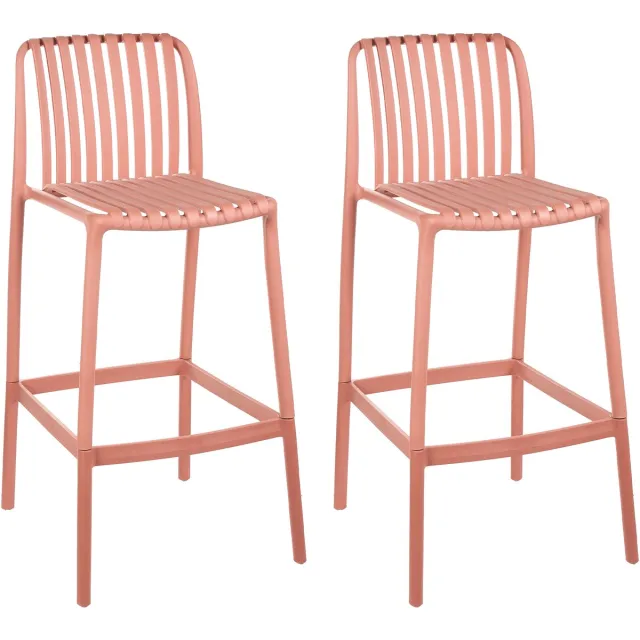 Beliani ARICCIA - Verstelbare barstoelen set 2 - Lichtrood - Polypropyleen