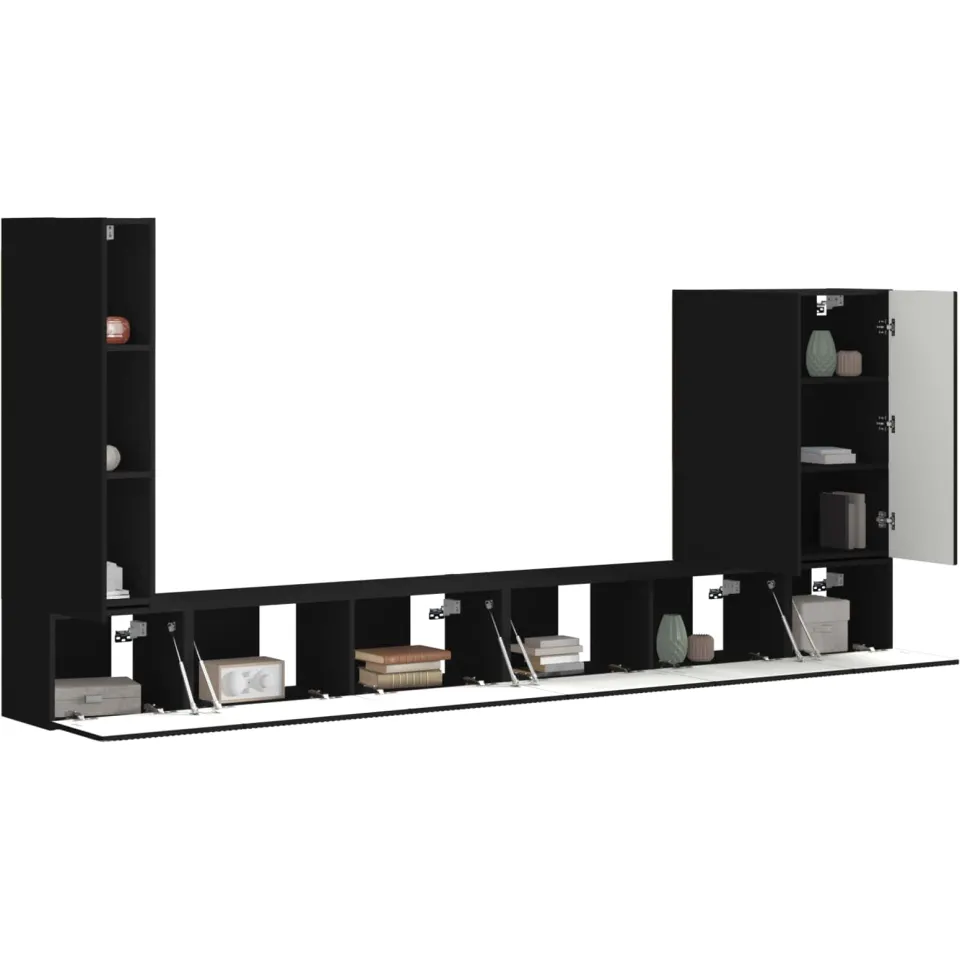 vidaXL TV Wandkast Set 6 st Zwart