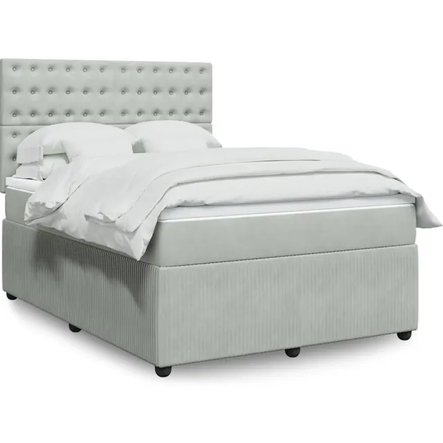 vidaXL Boxspring met matras fluweel lichtgrijs 160x200 cm grijs