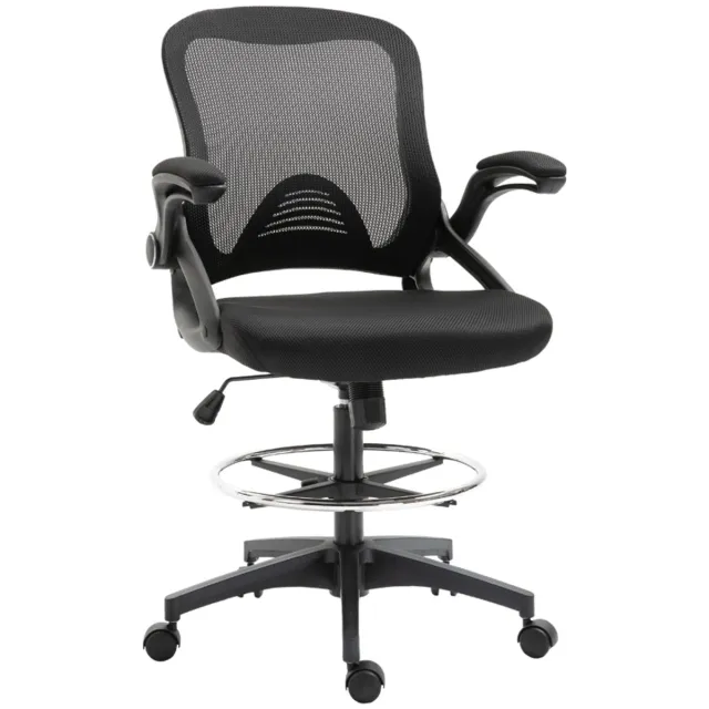 OKWISH Vergaderstoelen - Ergonomische Bureaustoel Met Armleuningen En Handgreep - Wieltjes, Voetsteun, Stehfunctie Voor Lange Uren - 64×60×126 cm - Metaal - Zwart