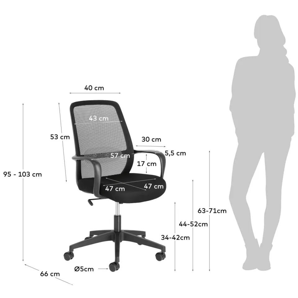 Kave Home Melva bureaustoel zwart, foto 4