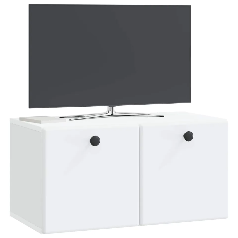 vidaXL Wandbeugel TV-kast 59,5 x 31 x 30 cm Wit Bewerkt hout