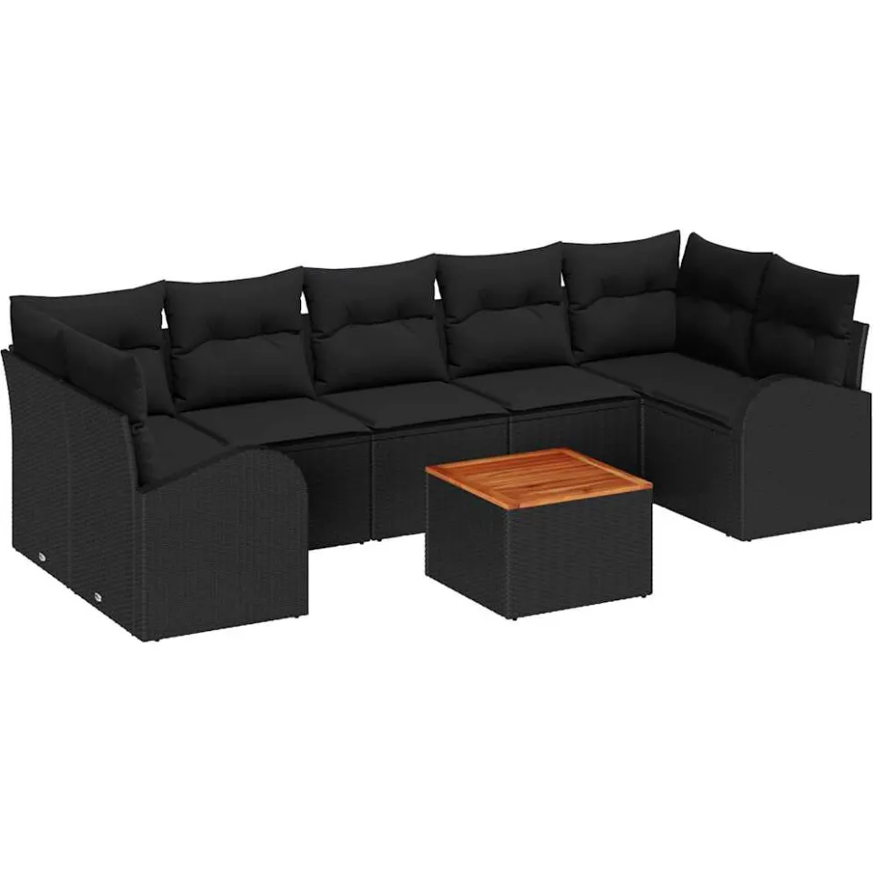 vidaXL Tuinbankenset 8 st Zwart poly rattan