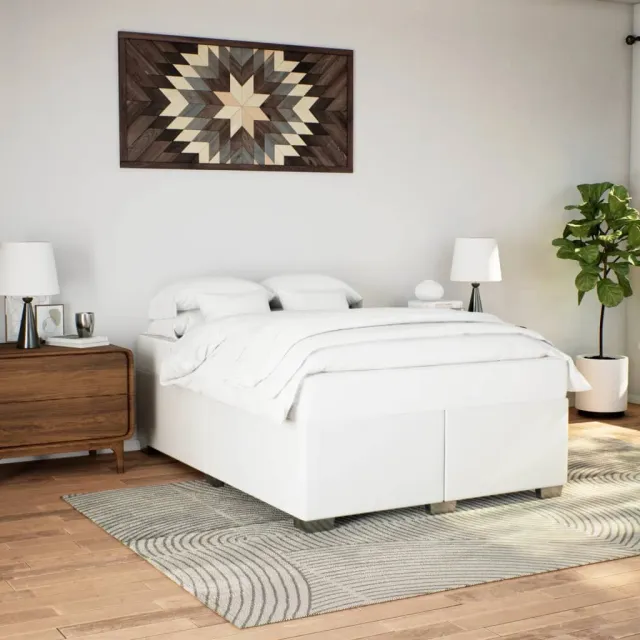 vidaXL Bedframe kunstleer wit 140x190 cm