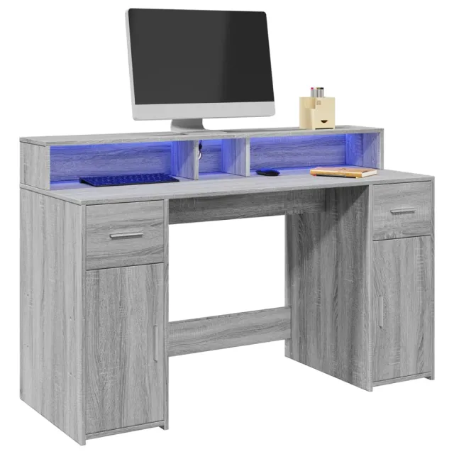 vidaXL Desk Grijs Sonoma 140 x 55 x 91 cm Engineered wood, foto 2
