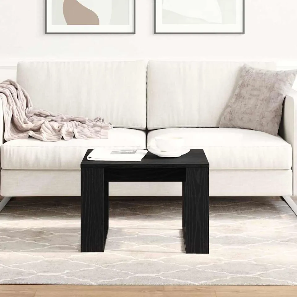 vidaXL Salontafel Zwart Eiken 50 x 50 x 35 cm Bewerkt hout, foto 4