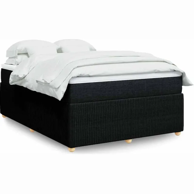 vidaXL Boxspring met matras stof zwart 140x200 cm