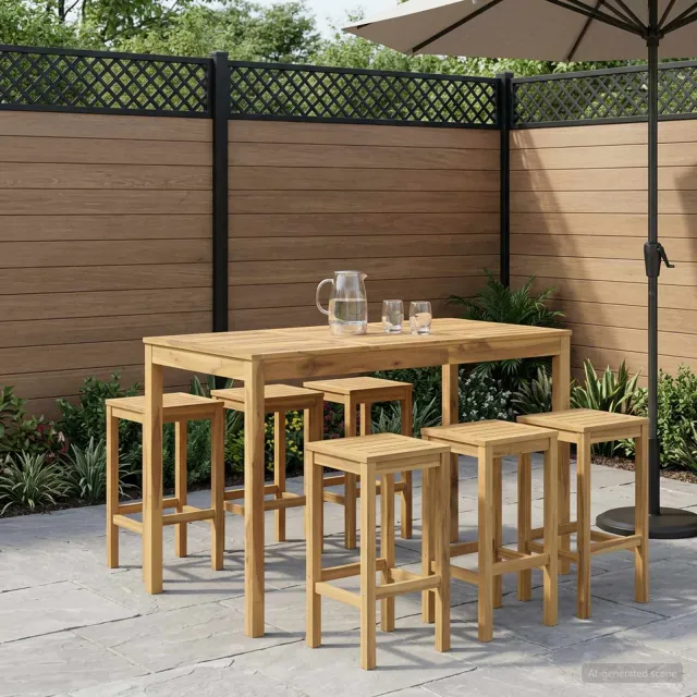 vidaXL Tuinbar Tafel LAREN Witgewassen 141 x 80,5 x 105 cm, foto 2