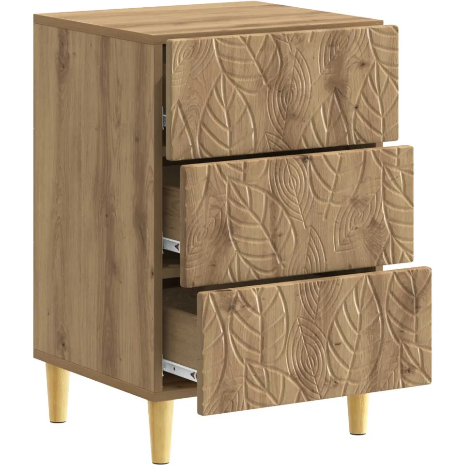 vidaXL Nachtkastje Artisanaal eiken 43 x 41 x 66,5 cm Bewerkt hout Bruin