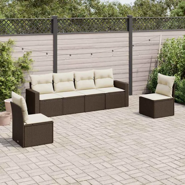 vidaXL 6-delige Loungeset met kussens poly rattan bruin, foto 2