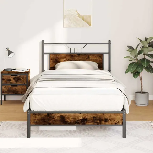 vidaXL Bedframe zonder matras 107x203 cm spaanplaat gerookt Bruin