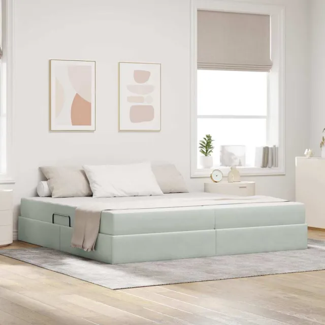 vidaXL Opbergbed met matras met opslag Lichtgrijs 200 x 200 cm Fluweel