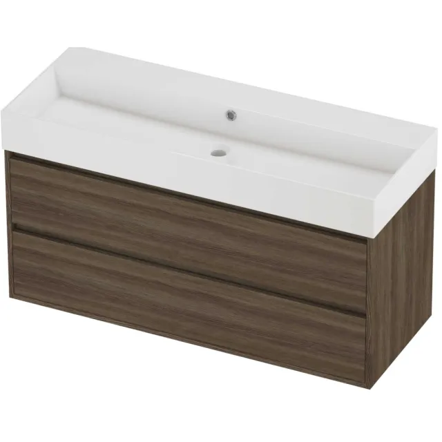 Proline Zara Badmeubelset Porselein Loft 120x46x65 cm Glans Wit Vital Oak Eiken