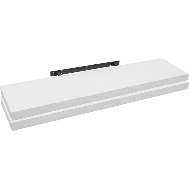Furnibella 2 x wandplank, zwevende plank, boekenplank, planken voor decoratie, wandplanken van MDF-hout, set van 2 hangplanken, wit, 110 x 23 x 3,8 cm RG9316ws-2
