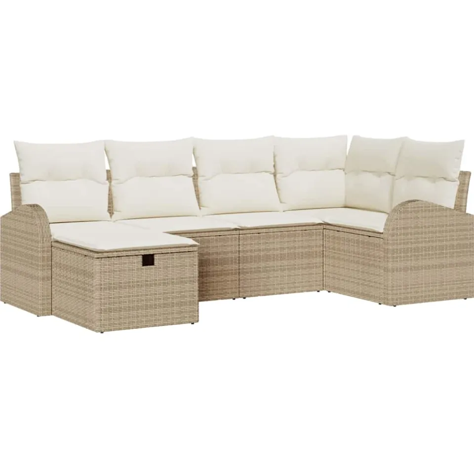 vidaXL Tuin Sofa Set 6 st Beige poly rattan
