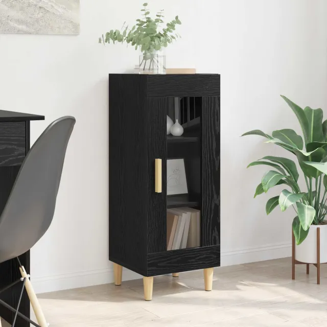 vidaXL Dressoir Zwart Eiken 34.5 x 32.5 x 90 cm Bewerkt hout, foto 2