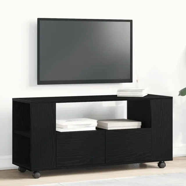 vidaXL Tv-meubel wielen 102x34,5x43 cm spaanplaat zwart eikenkleurig
