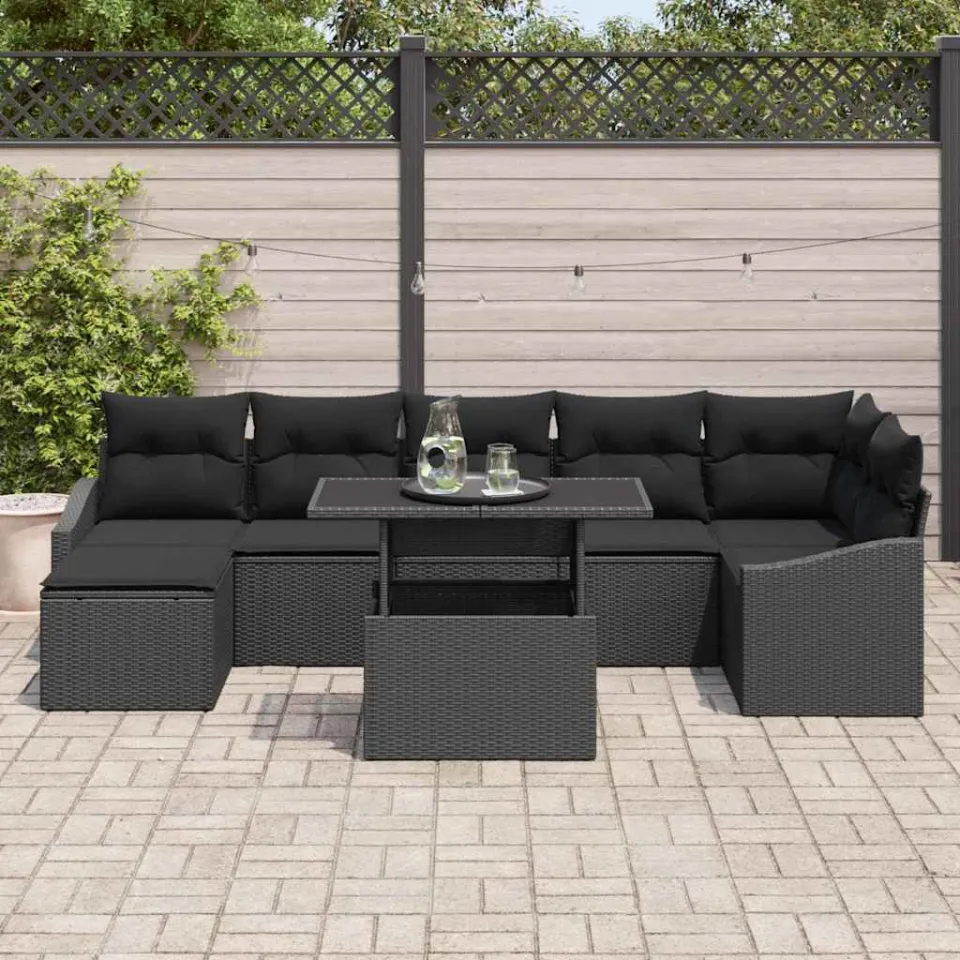 vidaXL Tuin Sofa Set 8 st Zwart poly rattan