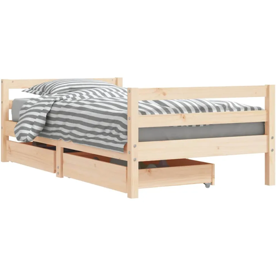 vidaXL Kinderbedframe met lades 80x160 cm massief grenenhout bruin, foto 3