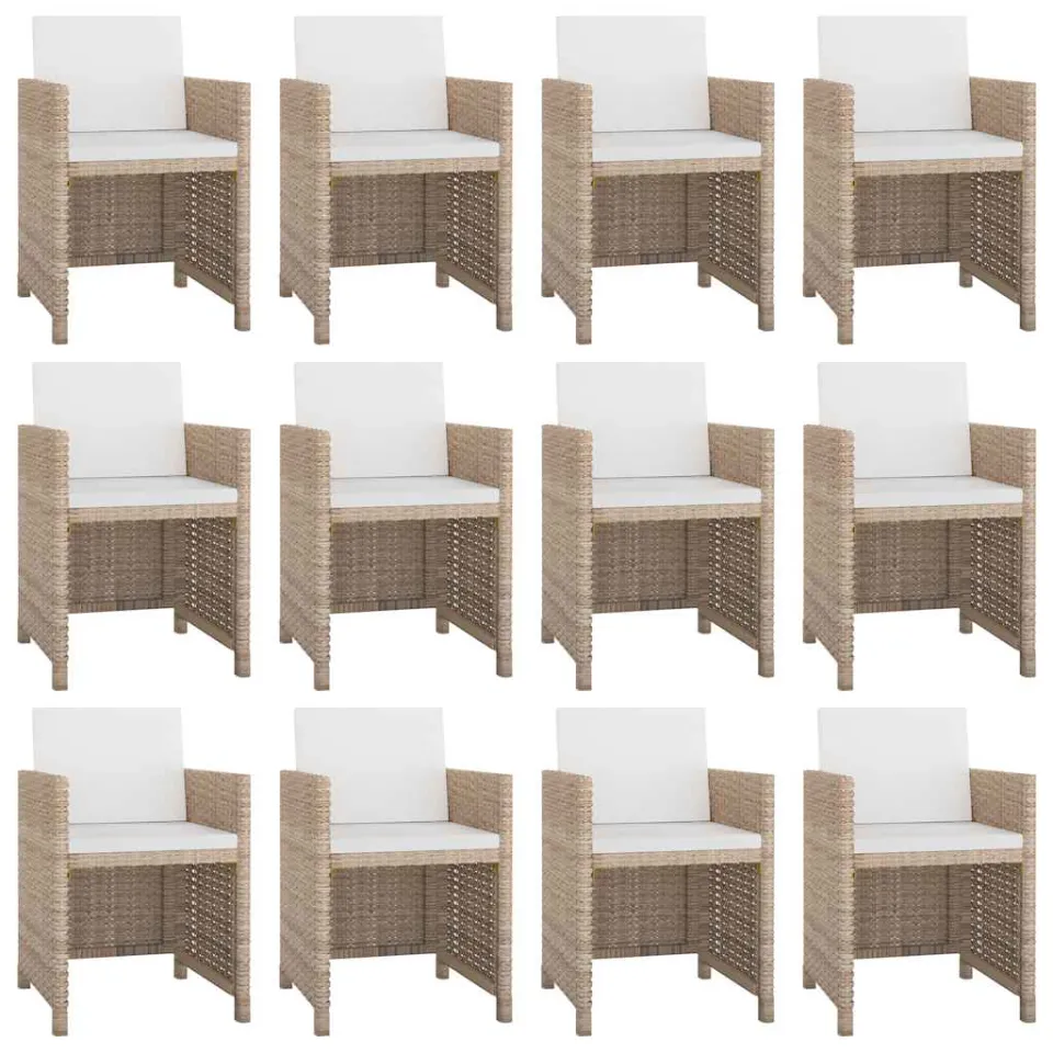 vidaXL 13-delige Tuinset met kussens poly rattan beige, foto 2