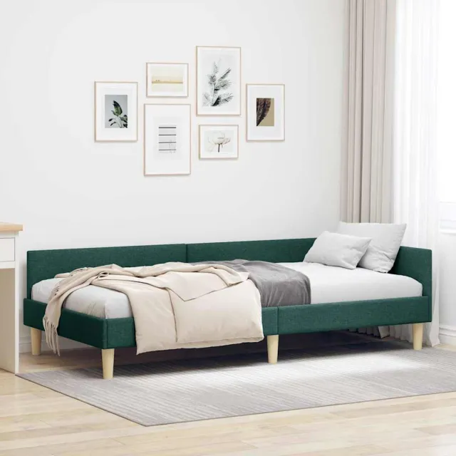 vidaXL Hoekbedframe Donkergroen 100 x 200 cm Stof