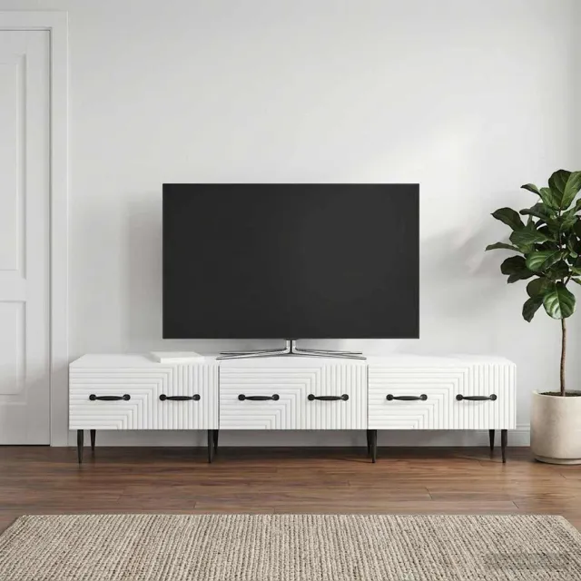 vidaXL TV-kast met lade Hoogglans Wit 147 x 34,5 x 30 cm Bewerkt hout