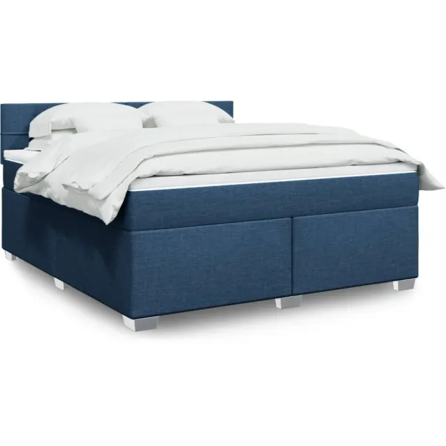 vidaXL Boxspring met matras stof blauw 180x200 cm