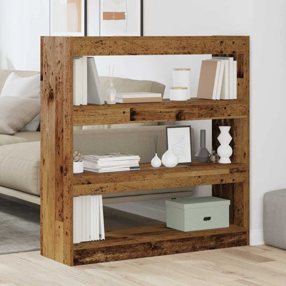 vidaXL Boekenkast 3-laags 100 x 30 x 103 cm Bewerkt hout Oud hout bruin, foto 4