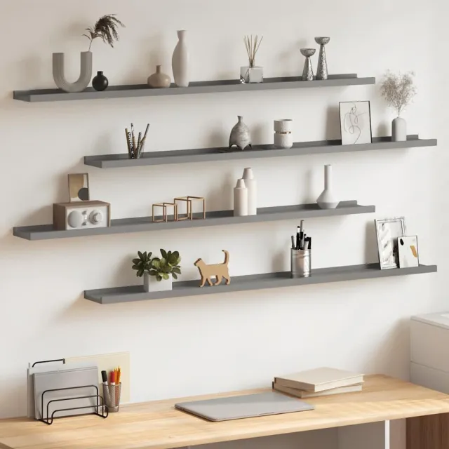 vidaXL Wandschappen 4 st 115x9x3 cm grijs
