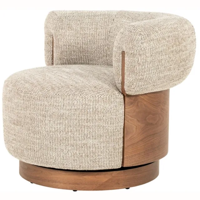 Eleonora Fauteuil Nila Vanu – Taupe/Bruin – Houten Onderstel – 90 x 84 x 72 cm