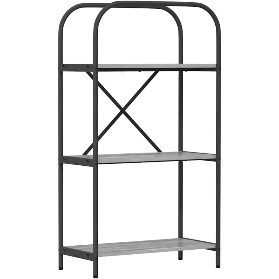 vidaXL Boekenkast 3-laags 60 x 30 x 109 cm Bewerkt hout Grijs Sonoma, foto 3