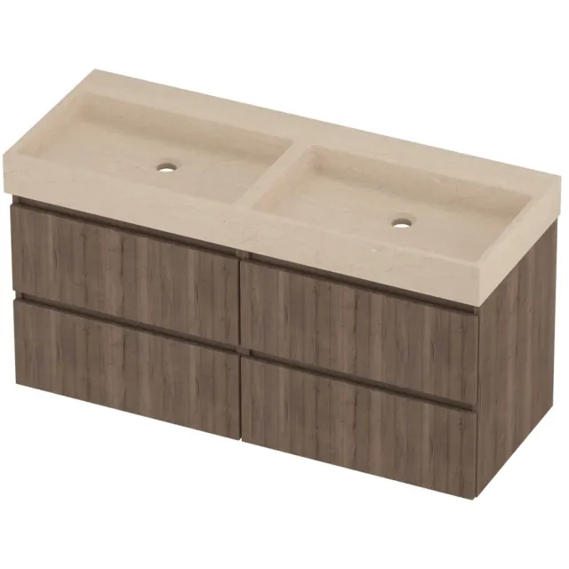 Proline Evoli Badmeubelset Hardsteen Loft Dubbel 120x46x62 cm Sand Stone Terra Oak Eiken