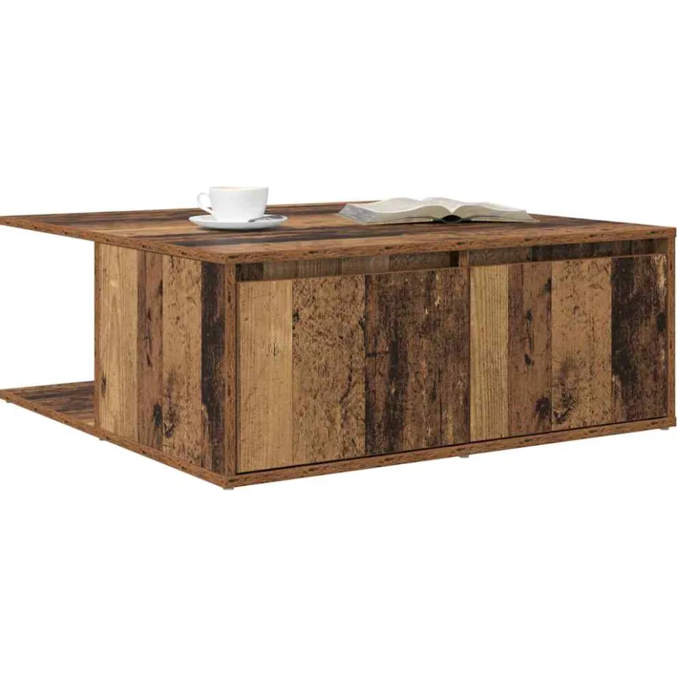 vidaXL Salontafel Oud hout 80 x 80 x 31,5 cm Bewerkt hout Bruin