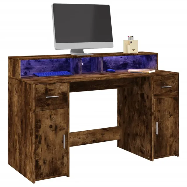 vidaXL Desk Gerookt eiken 140 x 55 x 91 cm Engineered wood Bruin