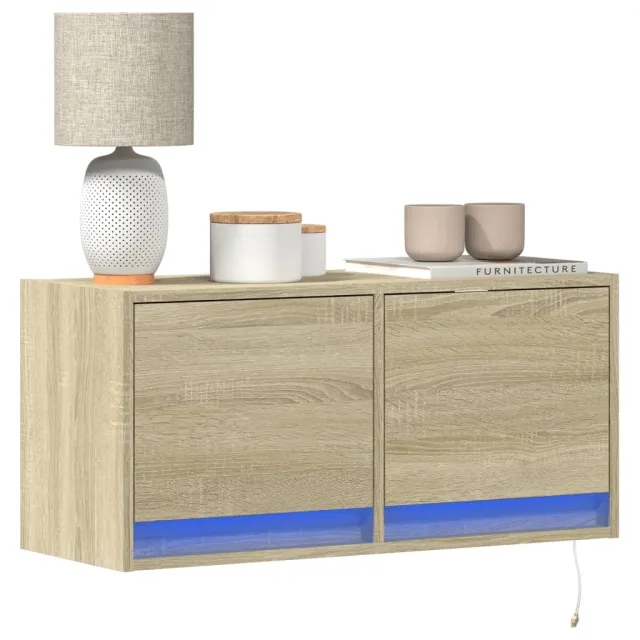 vidaXL Tv-wandmeubel met LED-verlichting 80x31x35 cm sonoma eikenkleur Bruin