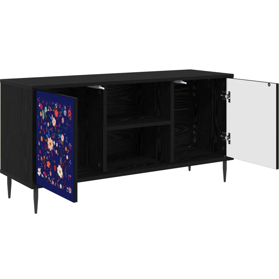 vidaXL Tv-meubel MAINZ 102 x 33 x 51 cm Zwart eiken Bewerkt hout